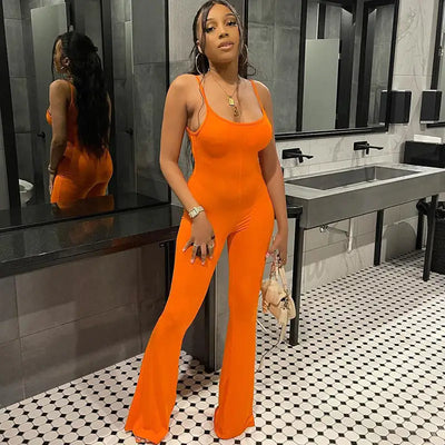 Sleeveless Flare Leg Jumpsuit