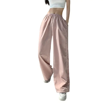 Baggy Cargo Pants Drawstring Elastic Low Waist Parachute Pants