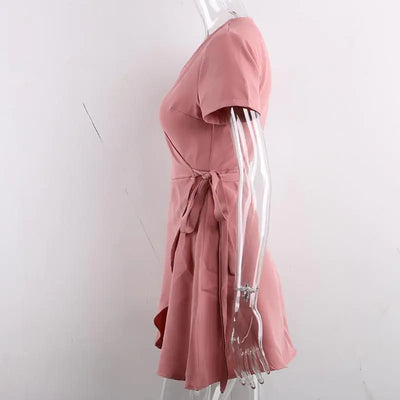 Dress pink V-neck dress