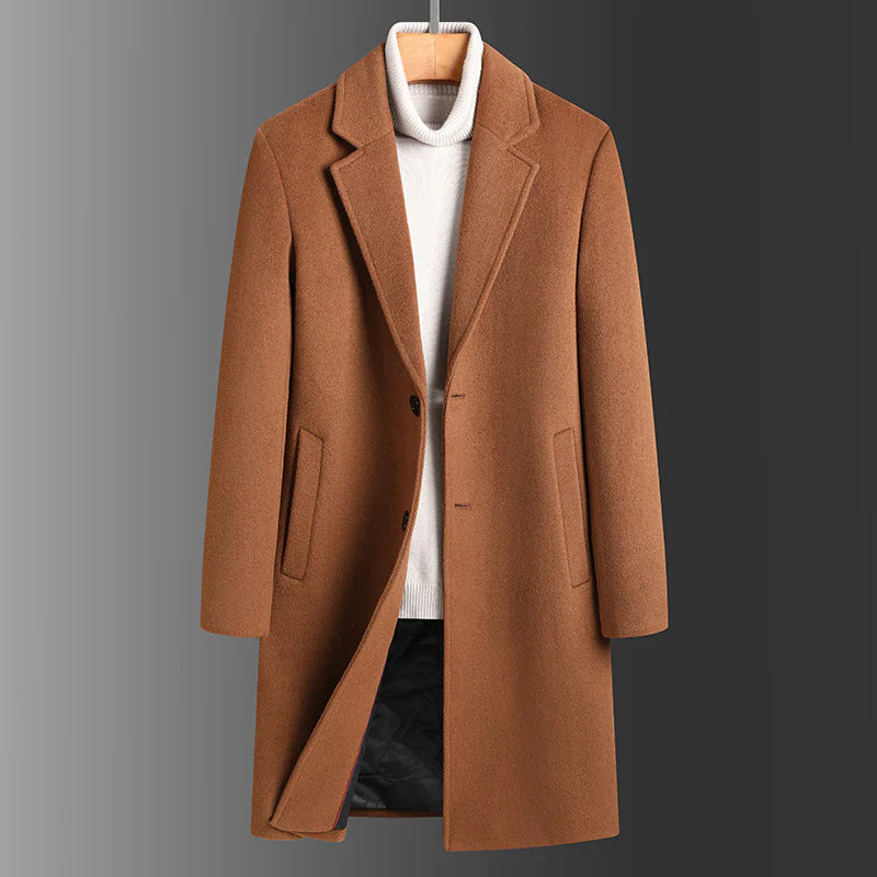 Men's Slim Fit Wool Trench Coat